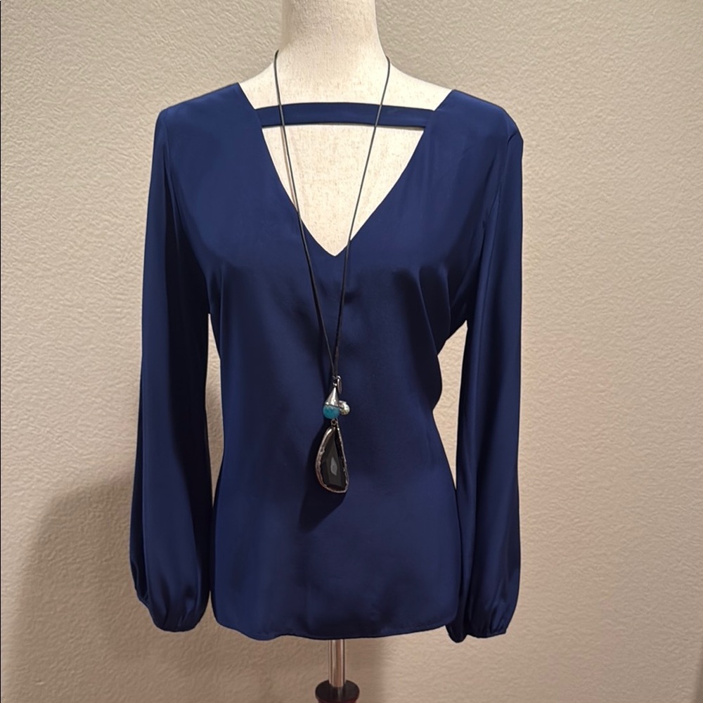 Amanda Uprichard Blue Cut Out Blouse